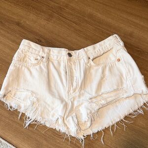 We The Free Frayed White Jean Shorts